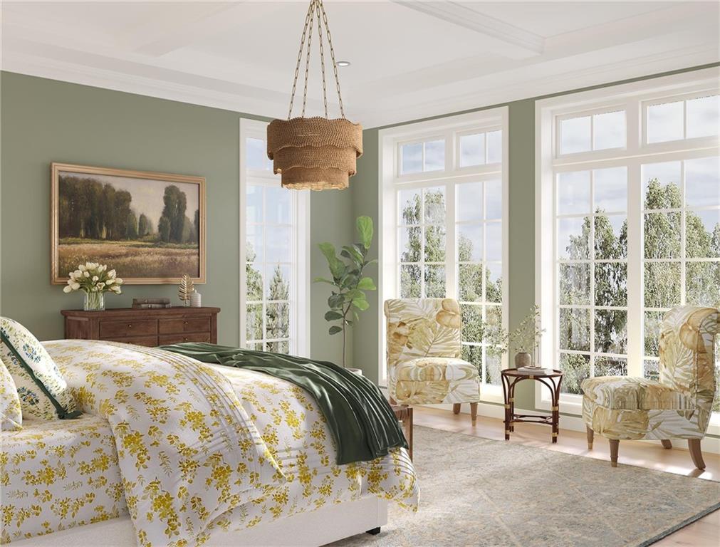 102 Ramsgate Road, Unit CONWAY Cranberry Township, PA 16066 - Photo 18 of 42 a bedroom with a bed and a chandelier