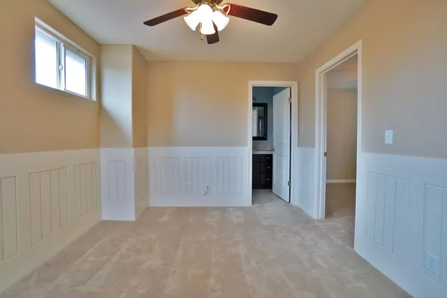 a view of a room with shelves