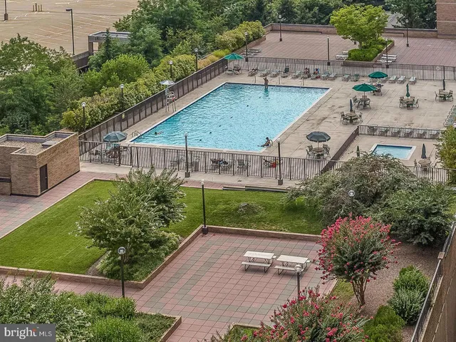 a view of a garden with a flower garden