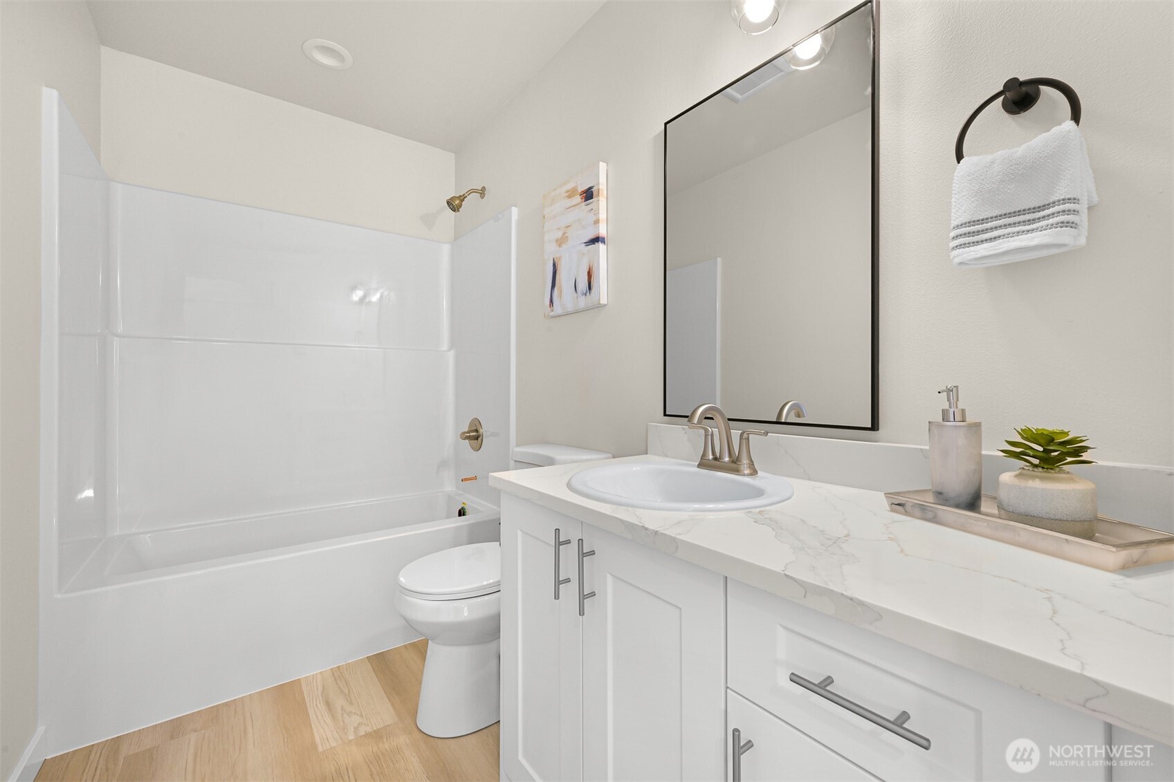 710 A F & S Grade Road, Unit B Sedro-Woolley, WA 98284 - Photo 22 of 38 a bathroom with a granite countertop sink toilet and shower