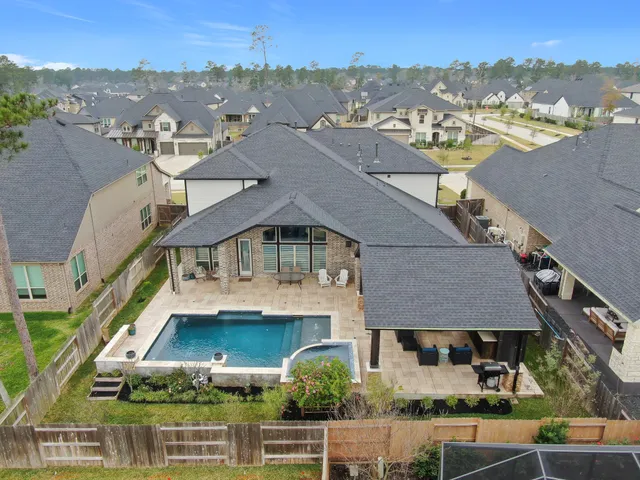 an aerial view of multiple houses