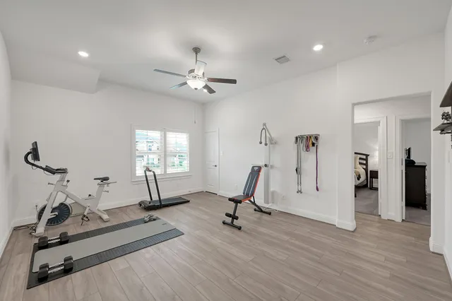 a view of a room with gym equipment