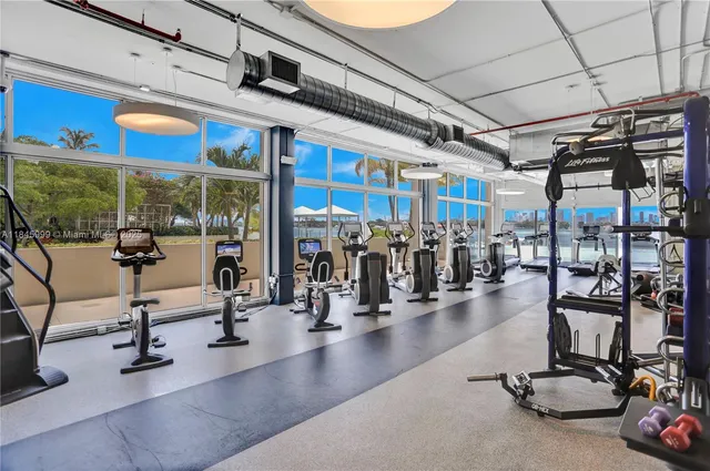 a room with gym equipment