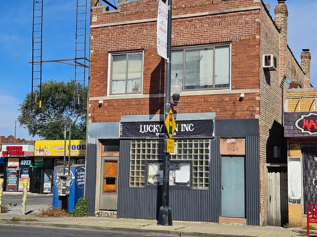 a front view of a building with street