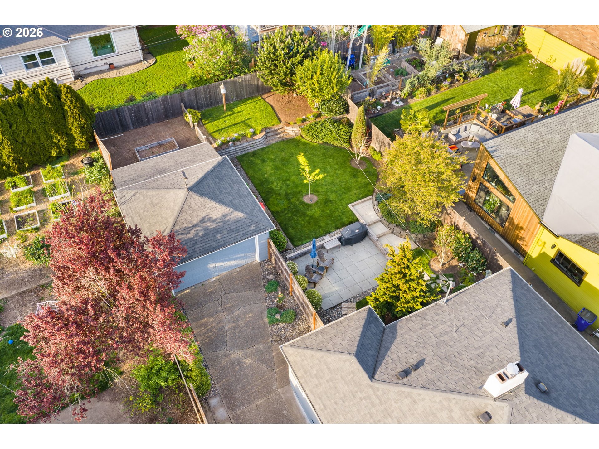 4117 Southeast Henderson Street Portland, OR 97202 - Photo 36 of 43 an aerial view of a house with a yard basket ball court and outdoor seating