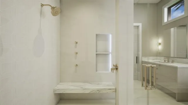 a bathroom with a shower