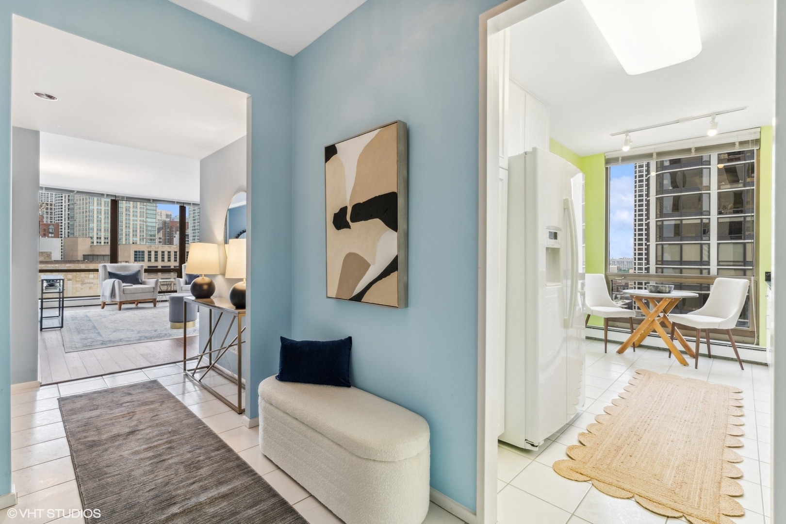 100 East Bellevue Place, Unit 18D Chicago, IL 60611 - Photo 2 of 24 a living room with furniture and a large window