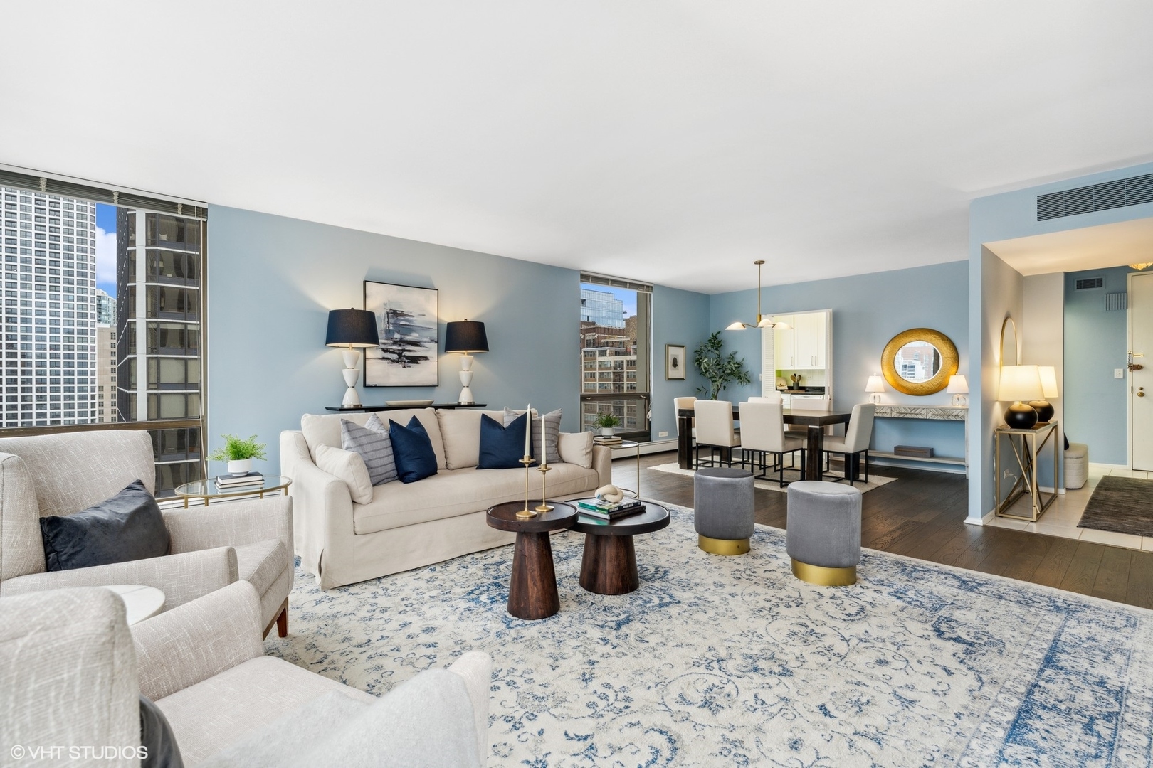 100 East Bellevue Place, Unit 18D Chicago, IL 60611 - Photo 6 of 24 a living room with furniture a rug and a window