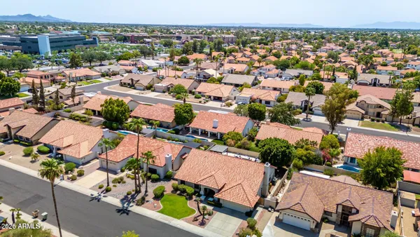 an aerial view of a city