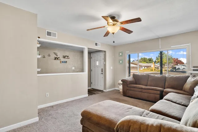 a living room with furniture