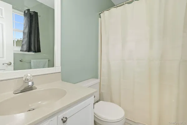 a bathroom with a sink toilet and mirror