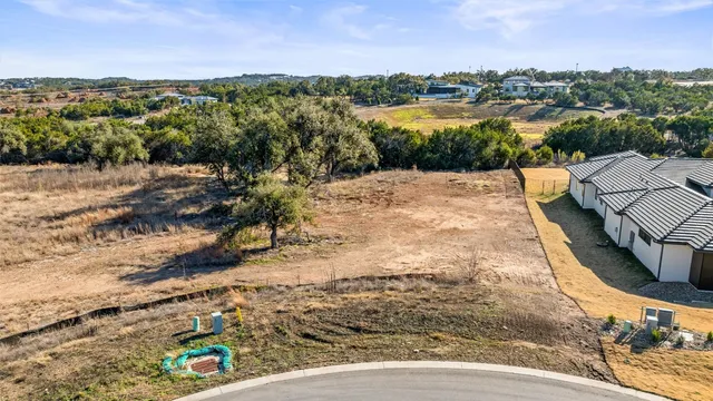 an aerial view of a highlighted house