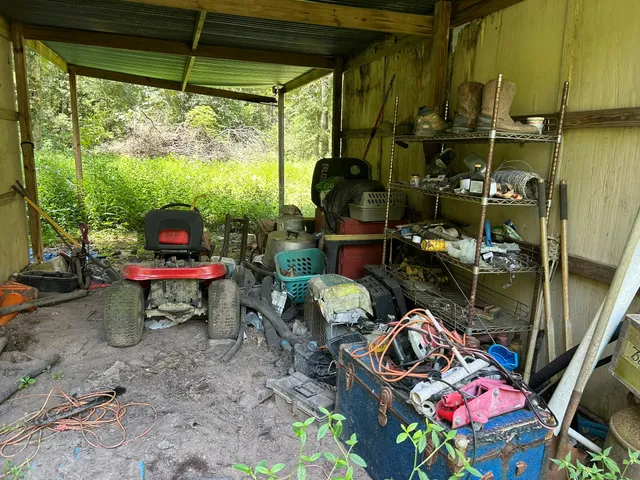 a view of a green field with lots of bushes