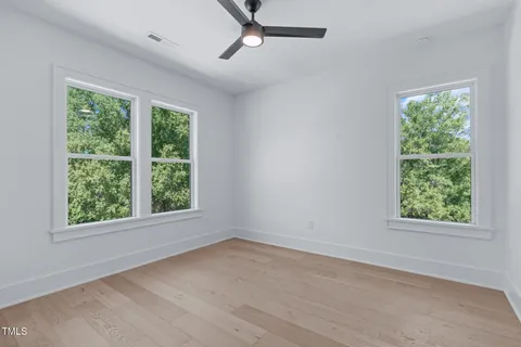 a view of a room that has a window in it