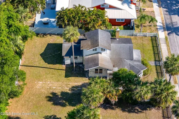 an aerial view of a house