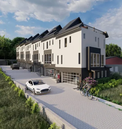a large living room with kitchen island furniture and a large window