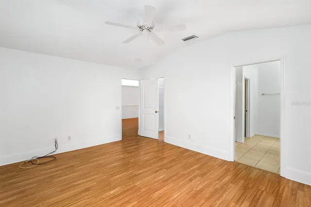 a view of a room with racks on the wall