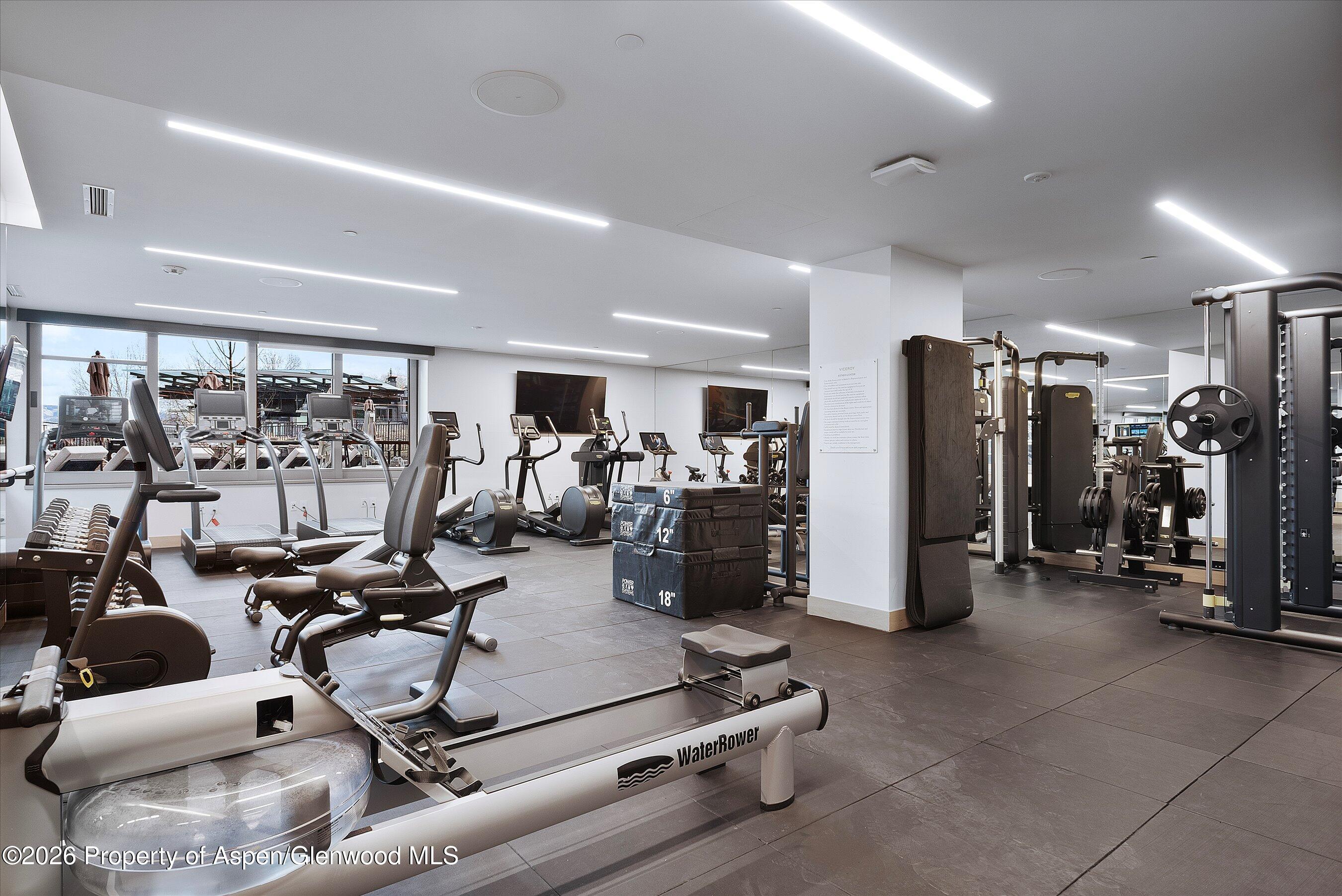 130 Wood Road, Unit 532 Snowmass Village, CO 81615 - Photo 14 of 15 a room with gym equipment and large window