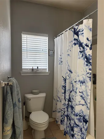 a white toilet sitting next to a shower curtain