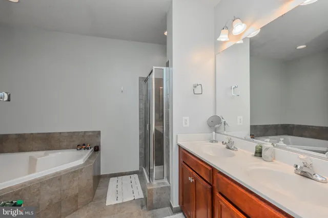 a bathroom with a bathtub