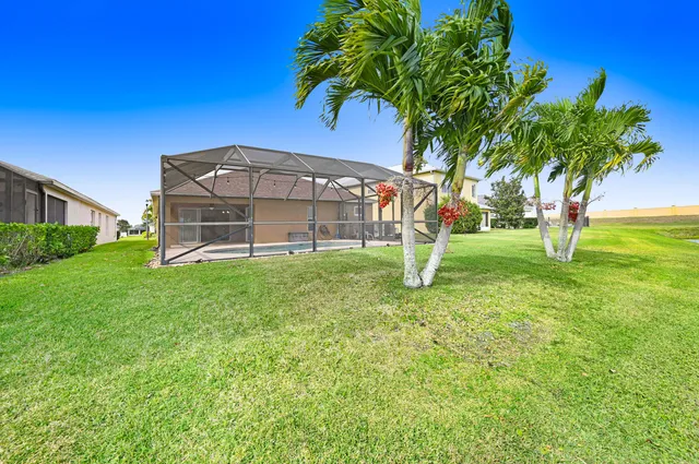 a view of a garden with a slide