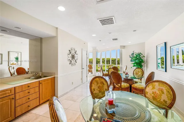 a view of a balcony with wooden floor
