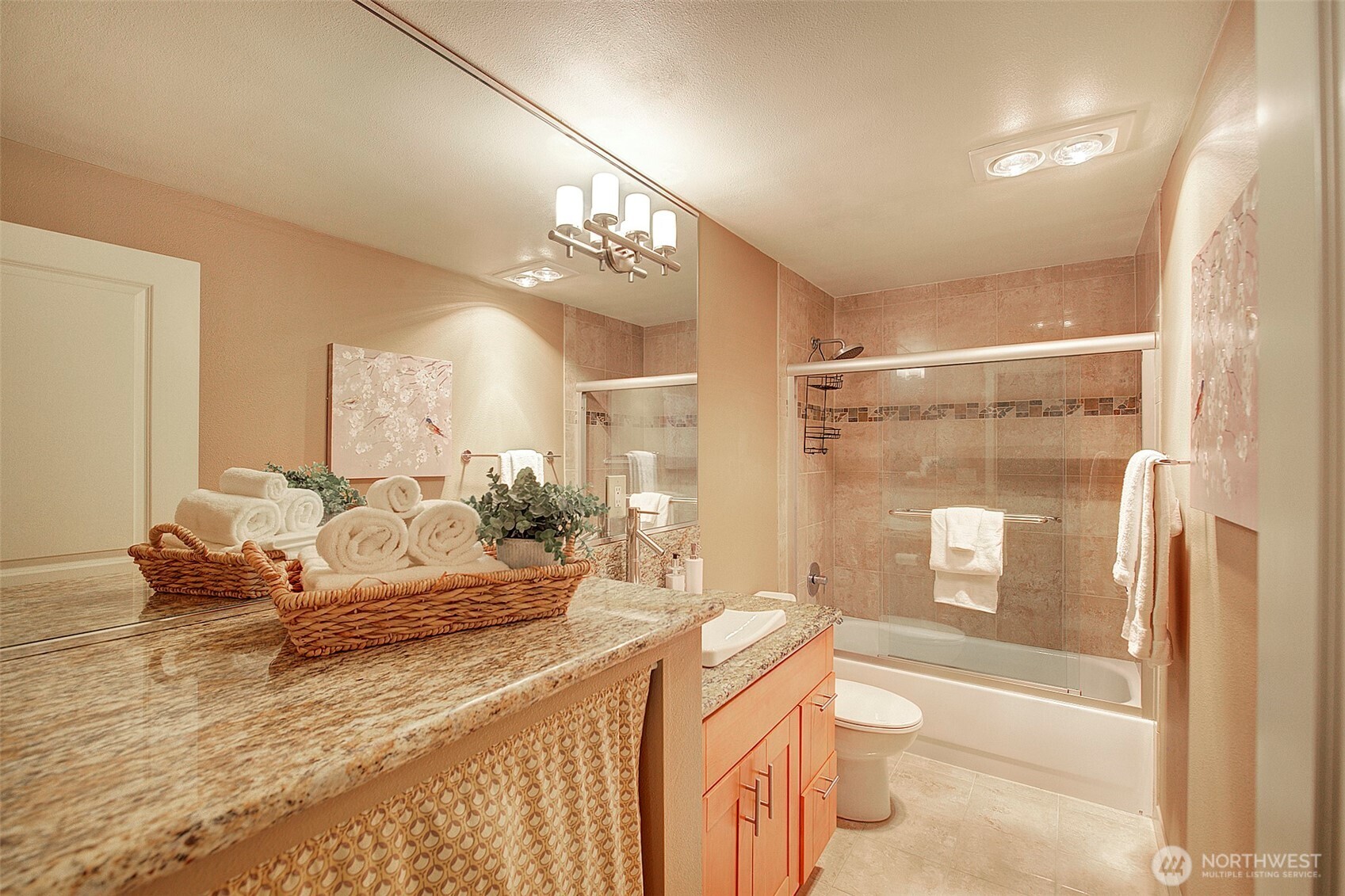 8503 Bowdoin Way, Unit 203 Edmonds, WA 98026 - Photo 15 of 19 a spacious bathroom with a double vanity sink and a mirror