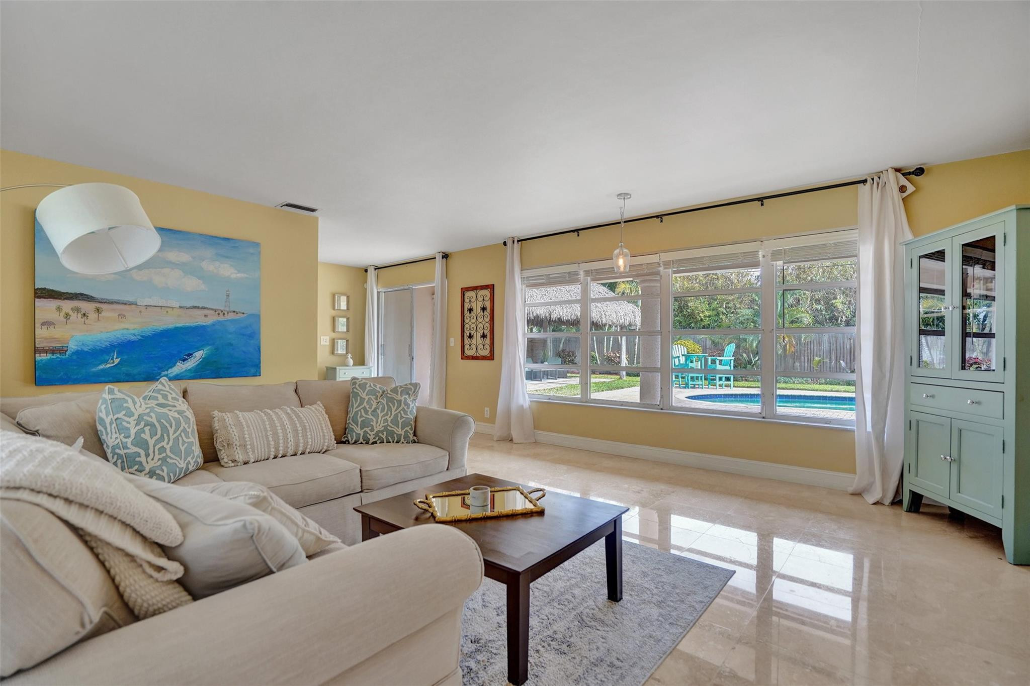 4740 Northeast 21st Terrace Lighthouse Point, FL 33064 - Photo 4 of 28 Family Room overlooking pool