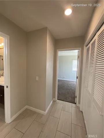 an empty room with closet