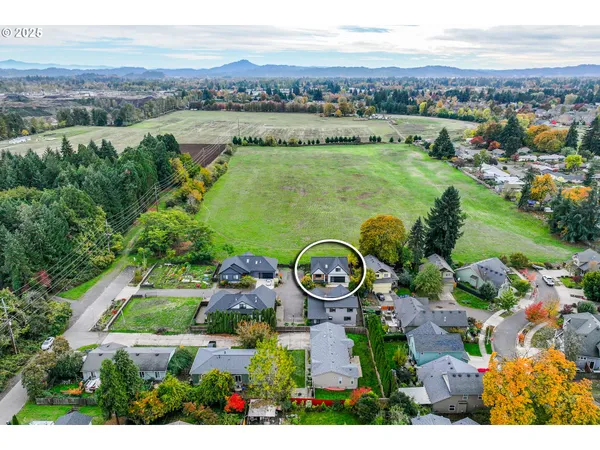 an aerial view of a house