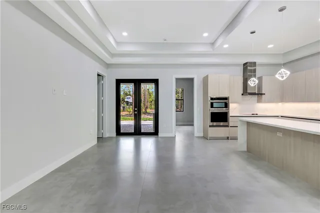 a view of a porch with a backyard