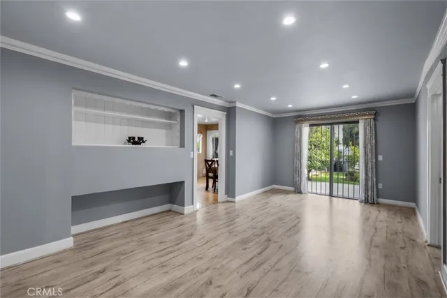 a view of livingroom with wooden floor
