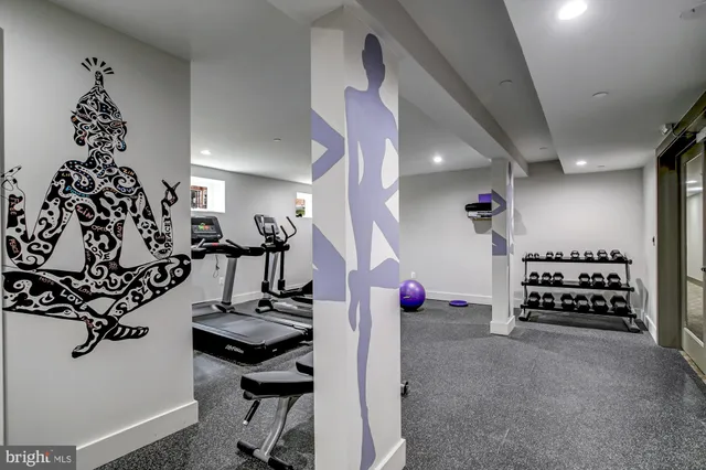 a view of a room with gym equipment