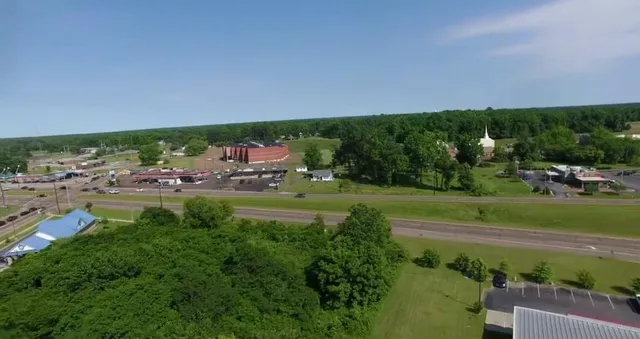 a view of a town with residential houses