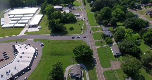 an aerial view of a house