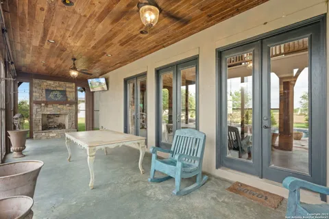 a view of a garden with a building in the background