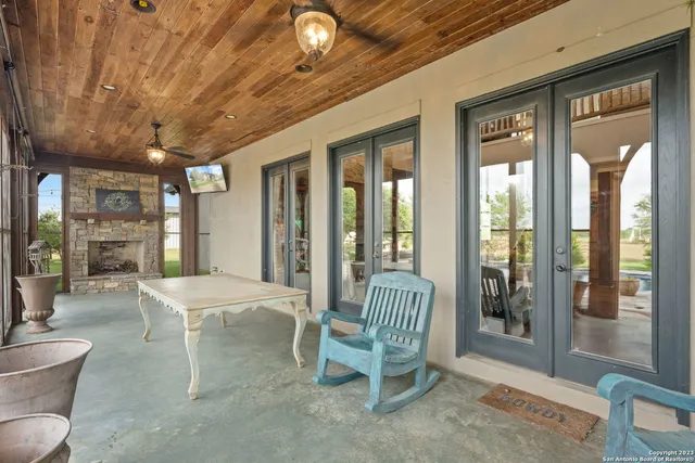 a view of a garden with a building in the background