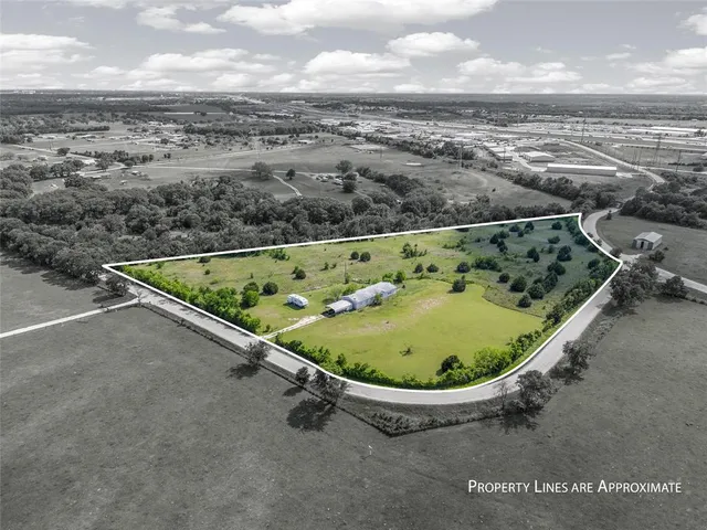 an aerial view of a swimming pool