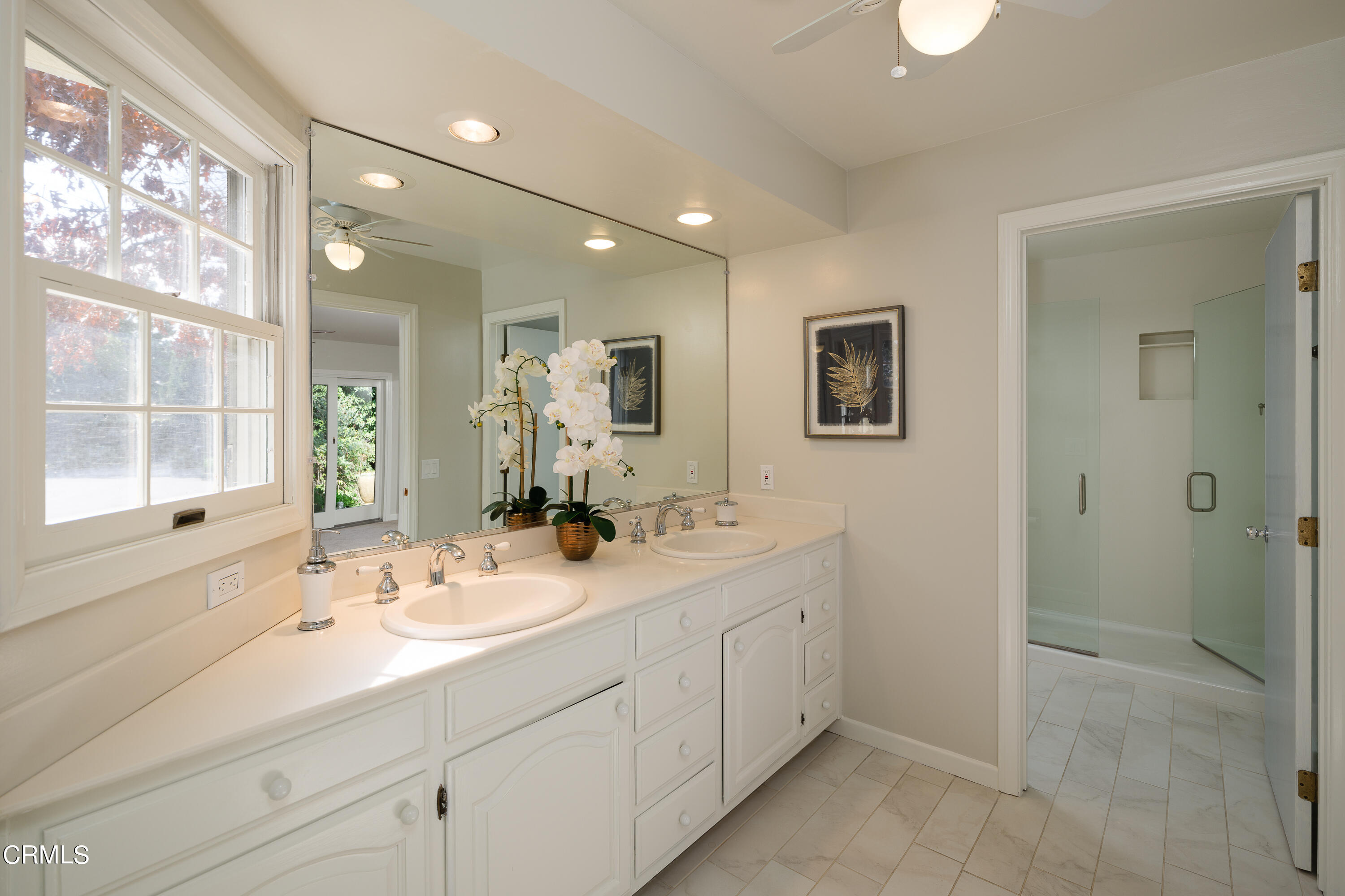 525 Verner Circle Arcadia, CA 91006 - Photo 29 of 45 a bathroom with double sink and a mirror