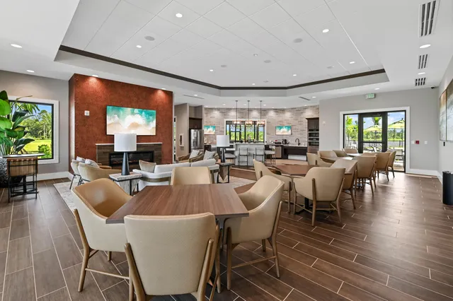 a view of a swimming pool and lounge chair