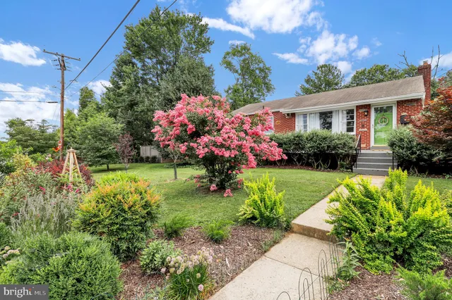 a view of a house with a big yard and potted plants