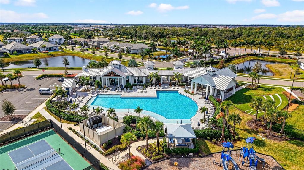 17744 Savory Mist Circle Lakewood Ranch, FL 34211 - Photo 41 of 55 an aerial view of residential houses with outdoor space and swimming pool