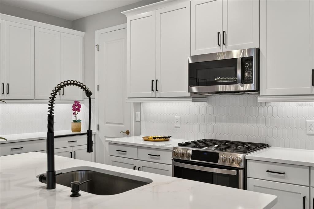 17744 Savory Mist Circle Lakewood Ranch, FL 34211 - Photo 6 of 55 a kitchen with stainless steel appliances granite countertop a sink stove and white cabinets