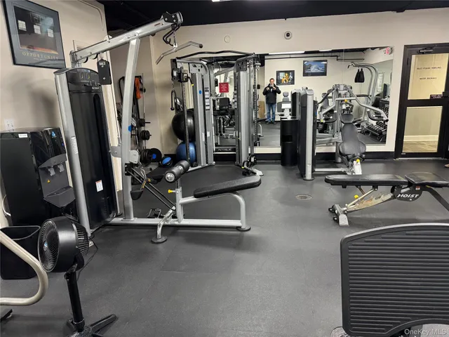 a view of a room with gym equipment