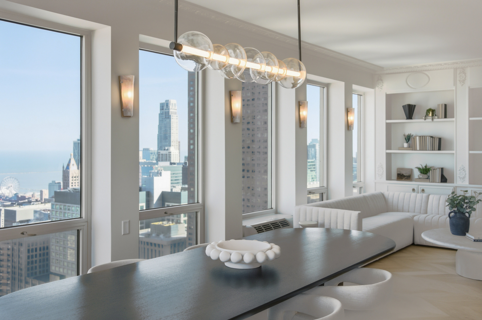 111 East Chestnut Street, Unit PHAB Chicago, IL 60611 - Photo 20 of 124 a living room with furniture and a large window