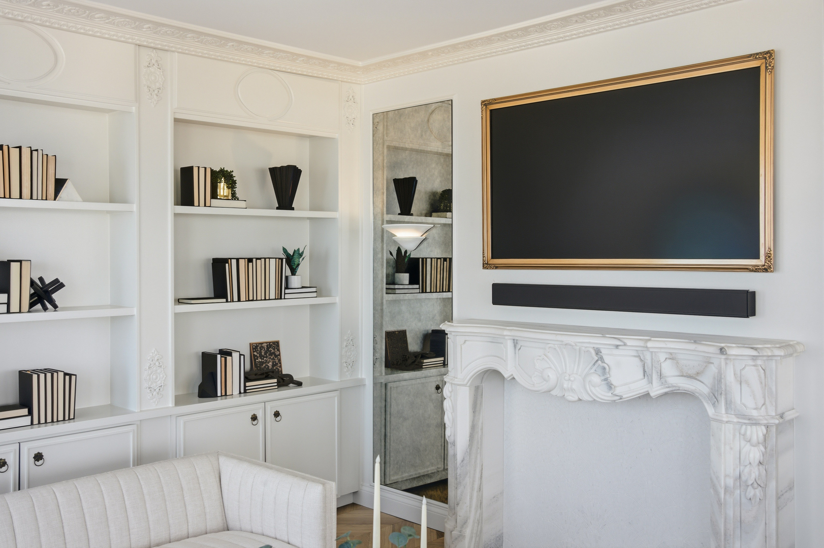 111 East Chestnut Street, Unit PHAB Chicago, IL 60611 - Photo 7 of 124 a living room with furniture and a flat screen tv