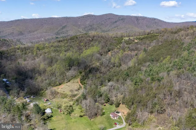 a view of a mountain range with trees