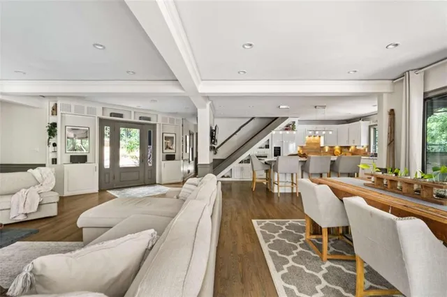 a view of a bathroom with a shower