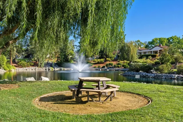 a view of a lake with a bench