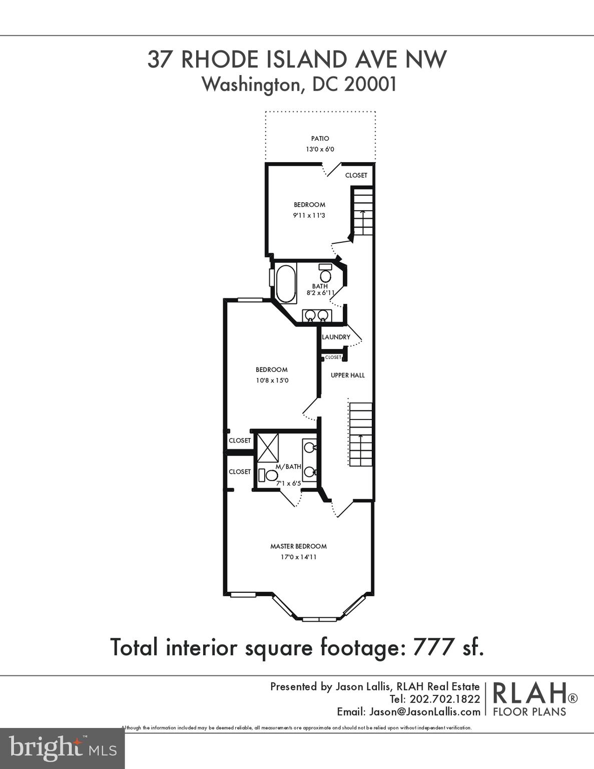 37 Rhode Island Avenue Northwest Washington, DC 20001 - Photo 60 of 62 Upper Level 1 Floor Plan